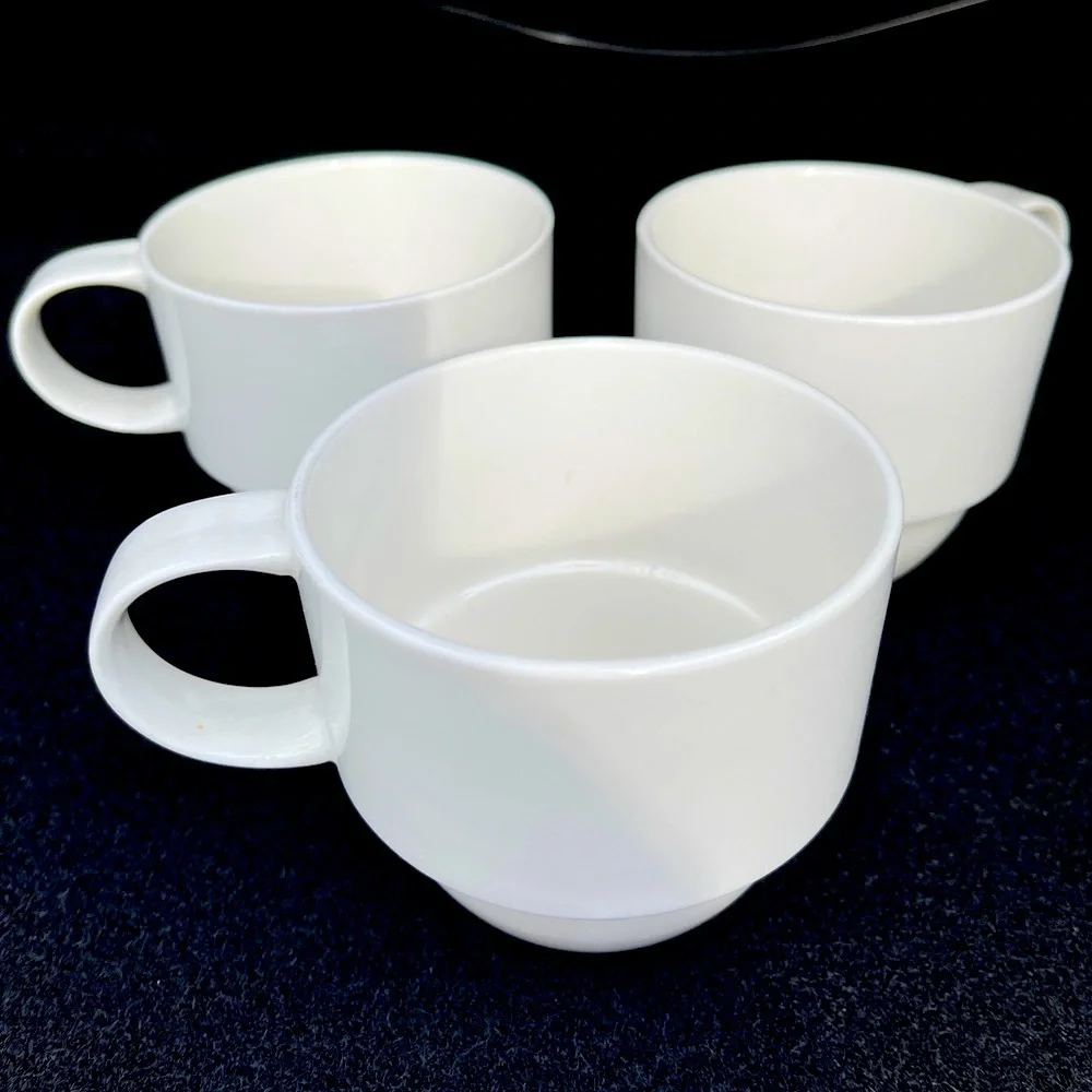 Crate&Barrel Set of 3 Crate and Barrel Stacking Mugs Coffee Cup White 14 oz